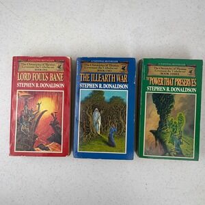 Chronicles Thomas Covenant Trilogy Stephen R Donaldson 1-3 Del Rey Prbks VTG 70s
